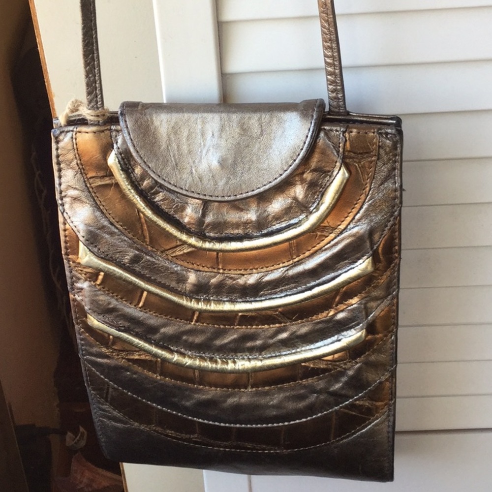 Leather Crossbody Bag Royal Gold Bronze Cleopatra